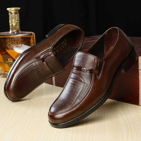 Elegant Men's Dress Shoes - Premium Business Leather Lace-up Brogue Footwear for Formal Events and Weddings